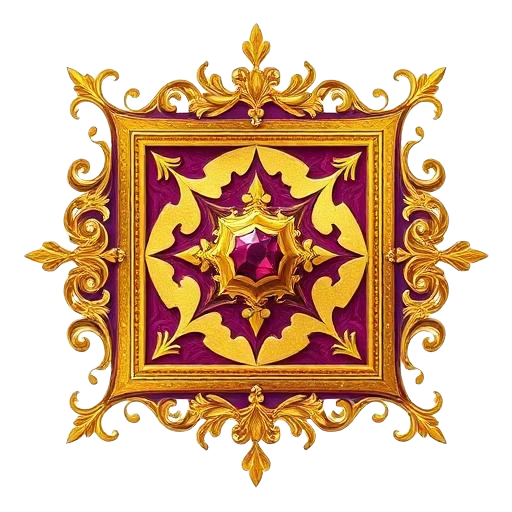 Golden grid with a jewel emblem