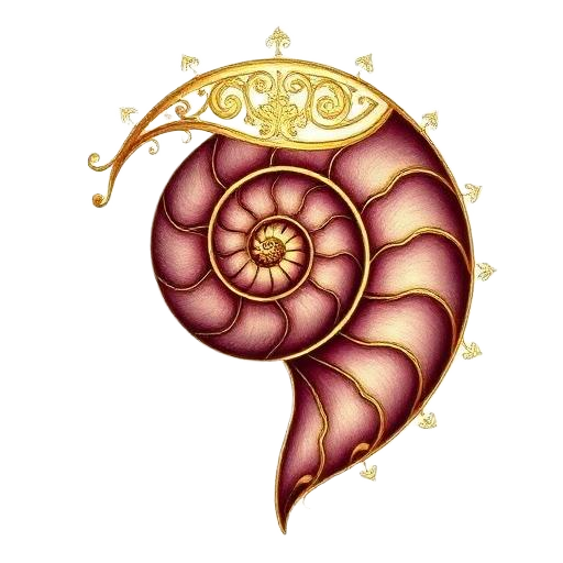 Fibonacci nautilus spiral emblem