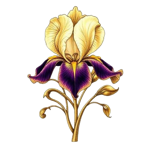 Art Nouveau iris flower emblem