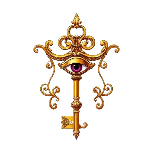All-seeing key symbolism emblem